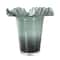 Green Glass Floral Tulip Inspired Ombre Vase with Wavy Opening